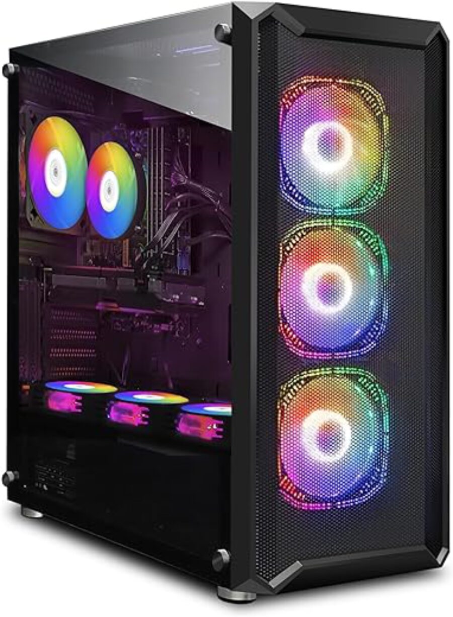 STGsivir Gaming Desktop PC, Intel Core i7 toTB 3.9GHz, GeForce RTX 3060 12GB GDDR6, 32GB, 1TB SSD, WiFi 600M, BTB 5.0, RGB-ventilator x 7, W10H64